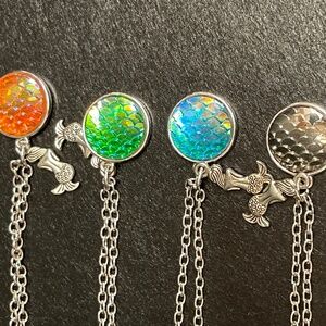 4 Mermaid Charm and Iridescent Pendant Necklaces